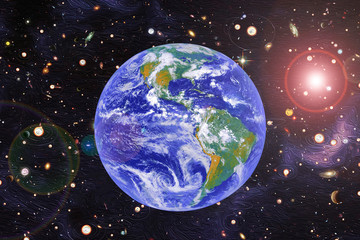 Obraz na płótnie Canvas Planet earth in space, full photo. The elements of this image furnished by NASA.