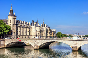 Conciergerie Castle and Bridge of Change over river Seine. Paris, France - 275054177