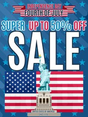 Independence Day Super Sale with a statue