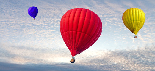 Obraz premium journey on balloons in the morning sky