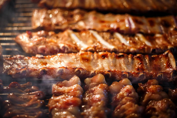 Grilled  Barbecue ribs on the grill