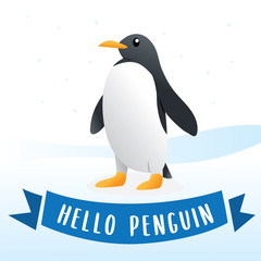 Cute cartoon penguin. Cute Penguin Character Cartoon Illustration, Penguin on the snow. Cute penguin, Antarctic bird, animal illustration