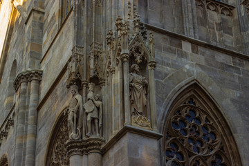 Details of the facade of St. Stephen's Cathedral in Vienna, Austria.