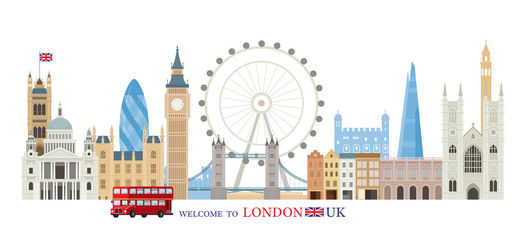 London, England and United Kingdom Landmarks Skyline