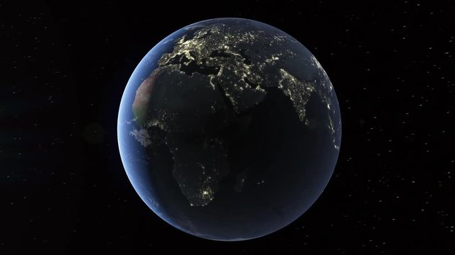 Realistic 3d animated earth at night showing the borders of the country Timor-Leste (East Timor) and the capital Dili in 4K resolution