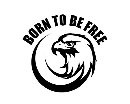 typography slogan born to be free with American Eagle illustration, used for printing on t shirt, vector graphics to design