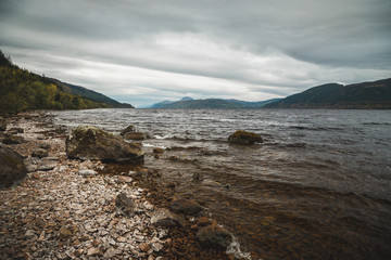 Shores of Loch Ness in Scotland