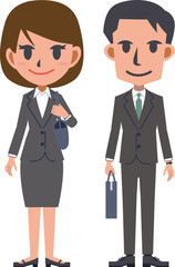 ビジネス　男　女　スーツ