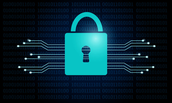 Concept of technological security with padlock. Modern digital security background 