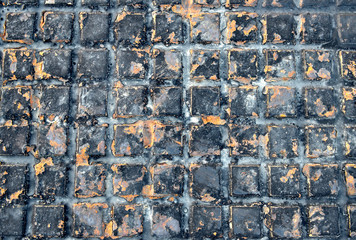 Steel sewer. Old rusty iron drain grid. Closeup for Background