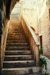 Fototapeta na wymiar Ancient architecture. Old stone stairs.