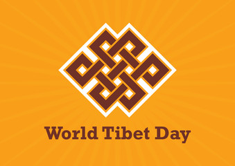 World Tibet Day vector. Endless knot icon vector. Ancient Tibetan symbol. Spiritual symbol of infinity vector. Important day