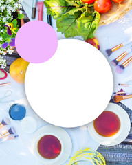 Summer beauty picknic concept, background