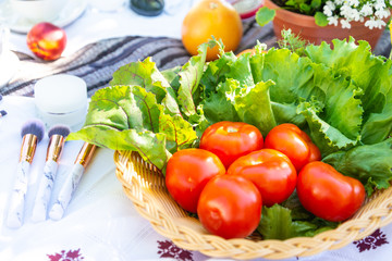 Summer beauty picknic concept, background