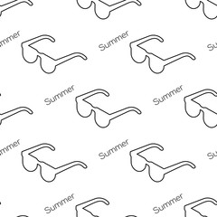 Line sunglasses symbol with summer text pattern