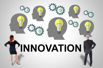 Innovation concept watched by business people