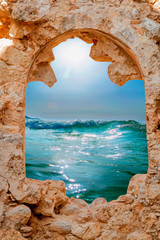 Abstract image of access to the sea as symbol of desire for a summer vacation in the resort