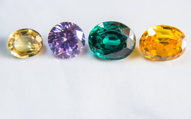 Natural Sapphire gemstone, Jewel or gems on black shine color, Collection of many different natural gemstones amethyst,