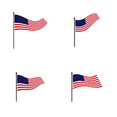 Set of American Flag Vector illustration Design Template. Icon Symbol