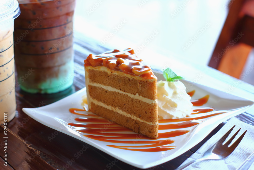 Canvas Prints Piece of chocolate cake on a white plate