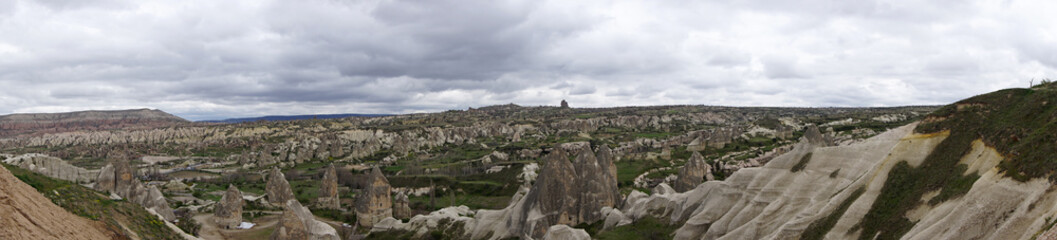 Fototapeta premium Scenic view of Goreme beautiful landscape with fairy chimney from the view point