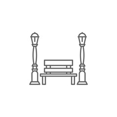 Light, bench, street icon. Element of Paris icon. Thin line icon for website design and development, app development
