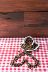 Fototapeta na wymiar Coffee beans,coffee and cup decoration