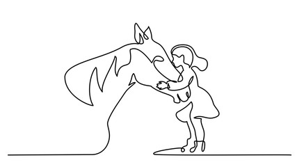 One line drawing. Horse and woman heads logo