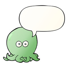 cartoon octopus and speech bubble in smooth gradient style