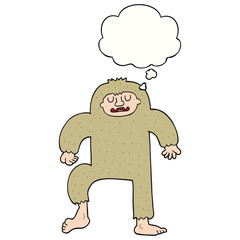 cartoon bigfoot and thought bubble