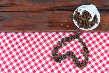 Heart with coffee beans background