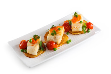 Portions of fish appetizers.