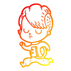 warm gradient line drawing cartoon woman