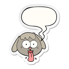 cartoon dog face panting and speech bubble sticker