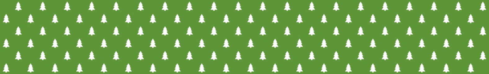 Breiter grüner Hintergrund Banner: Tannenbäume weiß