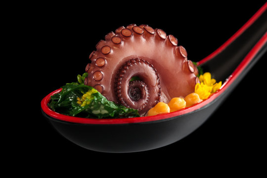 Appetizer with prepared octopus.