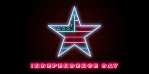 independence day flag USA neon star