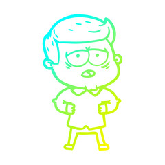 Obraz premium cold gradient line drawing cartoon tired man