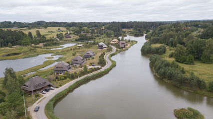 Fototapeta premium Amatciems lake Aerial drone top view Latvia
