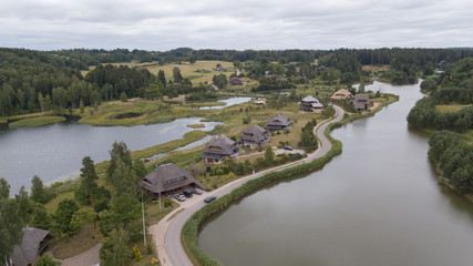 Fototapeta na wymiar Amatciems lake Aerial drone top view Latvia