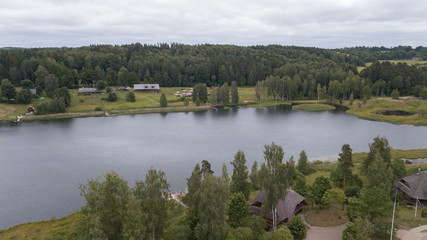 Fototapeta premium Amatciems lake Aerial drone top view Latvia