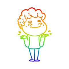 rainbow gradient line drawing cartoon friendly man