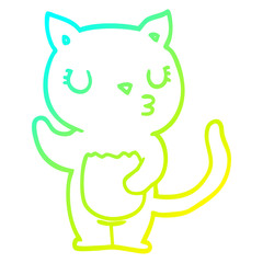 cold gradient line drawing cute cartoon cat