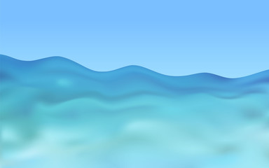 Blue ocean or sea underwater waves. 
