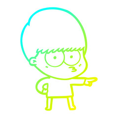 cold gradient line drawing nervous cartoon boy