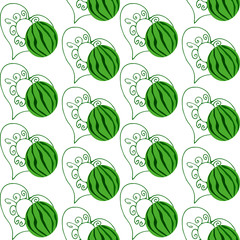 The watermelon and the drawn heart seamless pattern