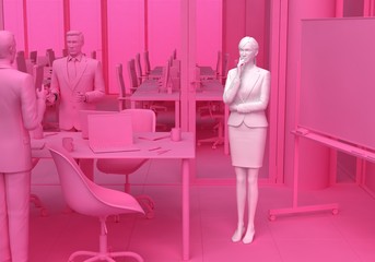 会議室で考えるビジネスウーマン