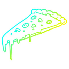 cold gradient line drawing cartoon pizza slice