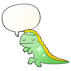 cartoon dinosaur and speech bubble in smooth gradient style