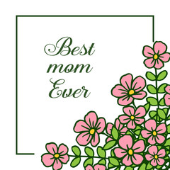 Vector illustration bright green leafy flower frame for template best mom